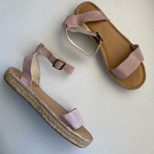 Soludos Blush Pink Suede Leather Espadrille Sandal